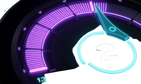 Limbo-Multiplikator-Anzeige mit violett-cyanem Neon-Zifferblatt bei Rainbet