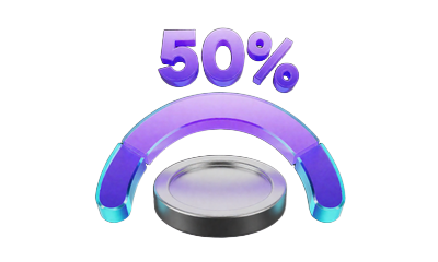 Neon-Icon f&uuml;r 50 Prozent Bonus auf die zweite Einzahlung im Rainbet Bonuspaket