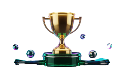 Neon-Turnierpokal mit Plinko-Kugeln f&uuml;r die 10.000 Dollar Plinko Multiplikator-Challenge bei Rainbet