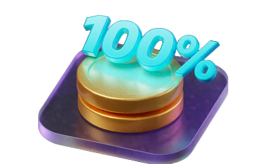 Neon-Icon f&uuml;r 100 Prozent Match-Bonus auf die erste Einzahlung im Rainbet Willkommenspaket